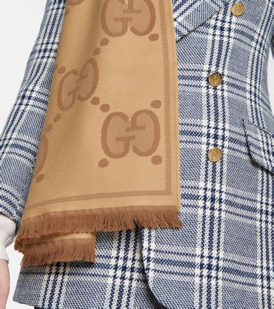 what kind of yarn does gucci use scarf|GG wool jacquard scarf in beige and brown .